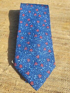 Scappino Red ,White  and Blue Floral Print 100% Silk Tie